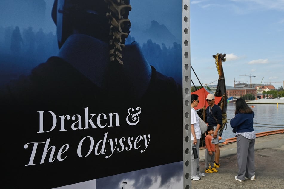 People visit the Draken Harald Harfagre as the ship is docked outside Oslo Opera on August 14, 2026.