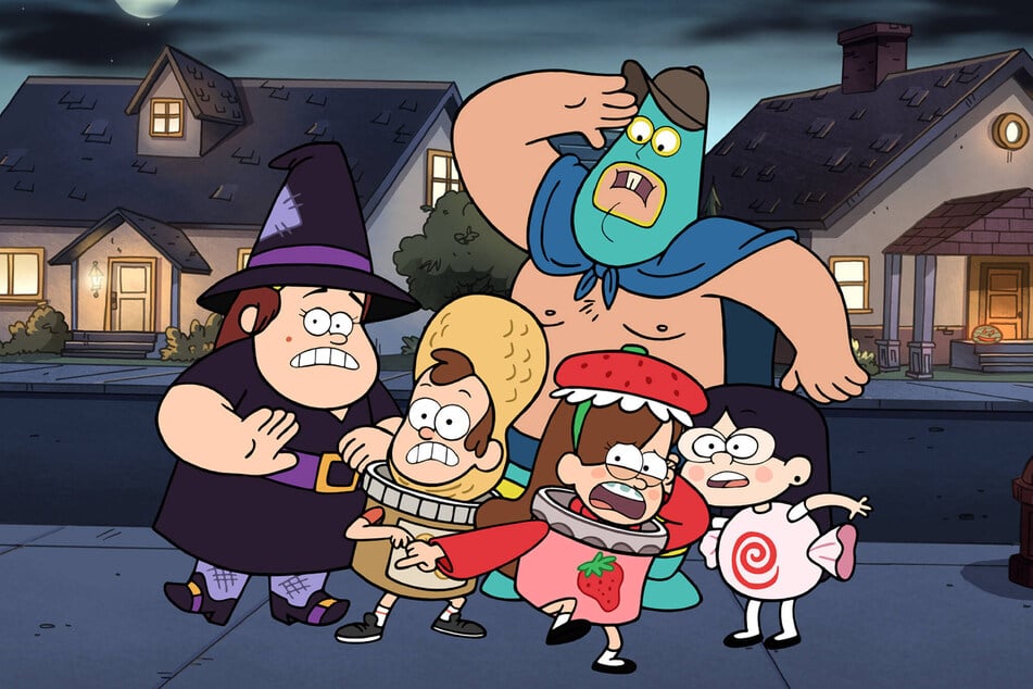 The beloved characters of Disney's Gravity Falls are seen decked out in their Summerween finery.
