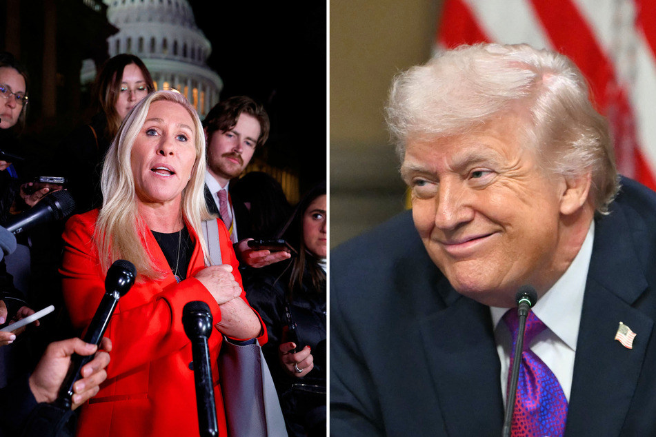 On Wednesday, President Donald Trump (r.) mocked Marjorie Taylor Greene after a Republican candidate he endorsed won her vacant Congressional seat.