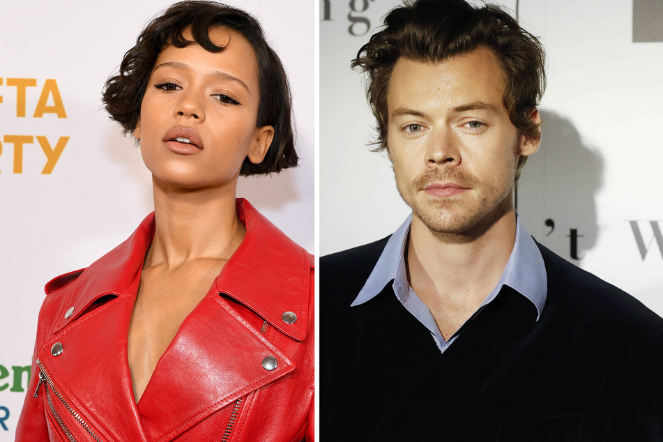 Taylor Russell (l.) was spotted at Harry Styles' final Love on Tour show on July 22.