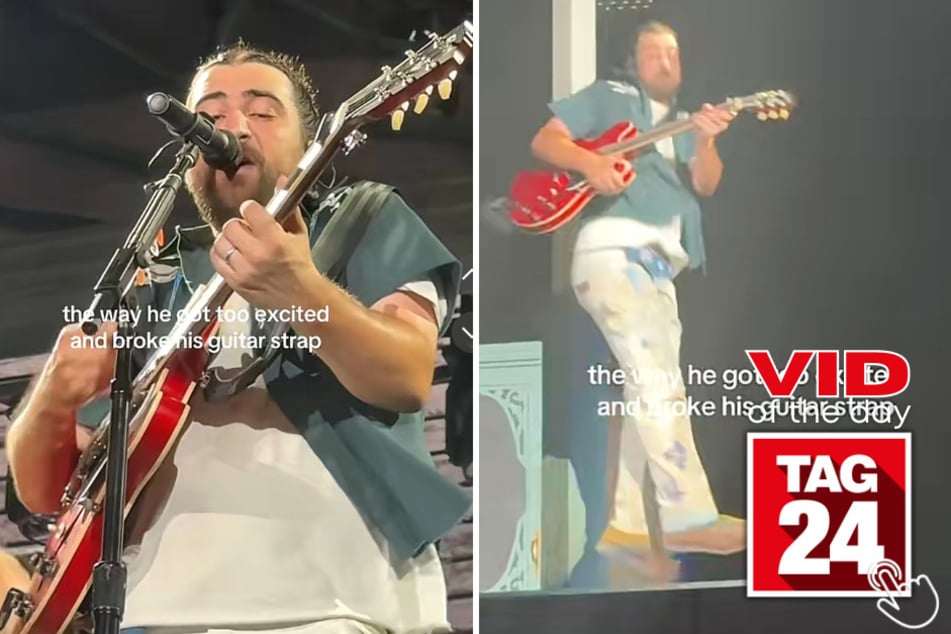 Noah Kahan tried to add a little swag to his performance, and his guitar strap immediately said absolutely not.