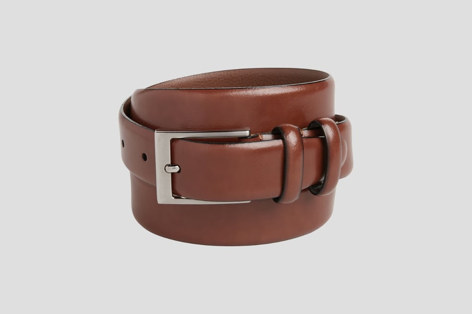 Egara Double Loop Leather Dress Belt