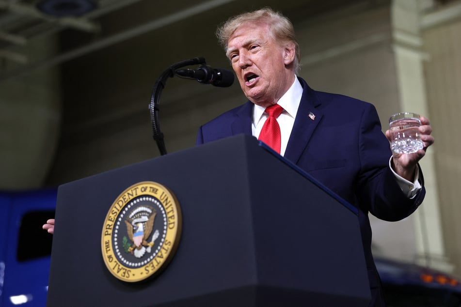 President Donald Trump speaks during a visit to the Peterbilt Motors truck plant on October 1, 2026 in Denton, Texas. The Pentagon announced a $24.4 billion contract to speed up missile production as the Iran war rages on.