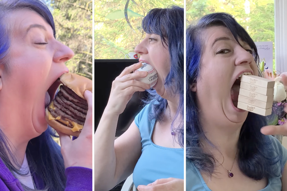 Marie Pearl Zellmer Robinson has a really big mouth and can do all kinds of wacky things with it.
