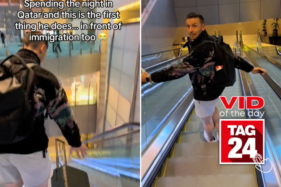 Viral Video of the Day for June 15, 2024: Man's suitcase goes flying down airport escalator!