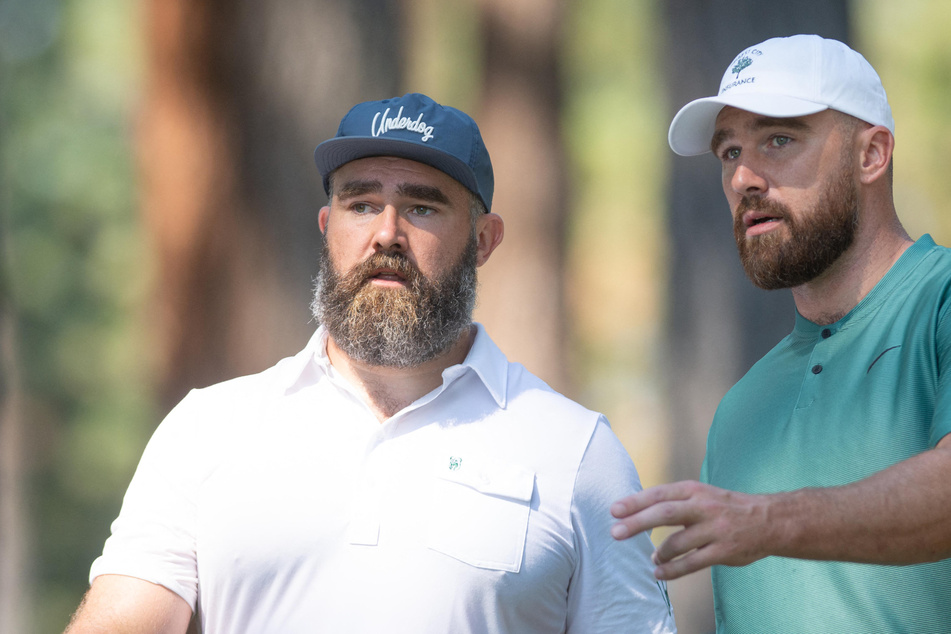 Travis (r.) and Jason Kelce have inked a deal with Amazon worth $100 million for their popular podcast, New Heights.