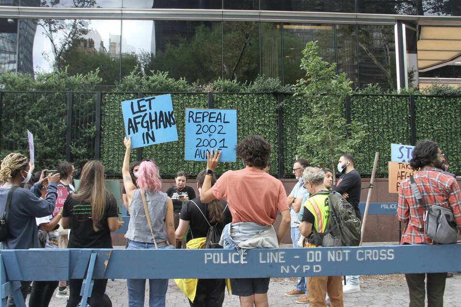 Protesters demanding more from the Biden administration during the 76th session of the UN General Assembly in New York.