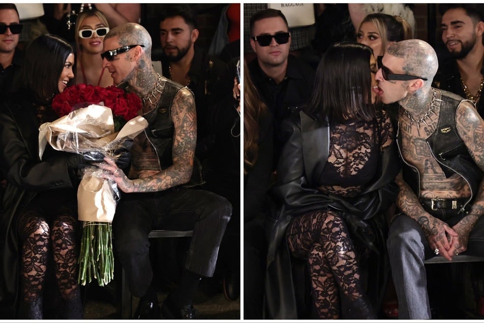 Kourtney Kardashian and Travis Barker get steamy in front row of NYFW show