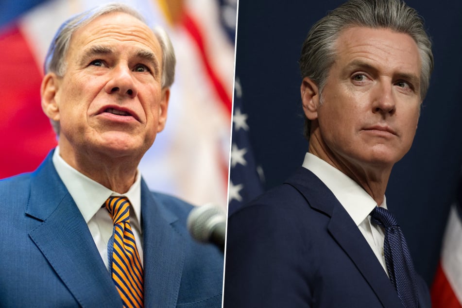 California's Democratic Governor Gavin Newsom (r.) is leading a retaliatory redistricting campaign as Texas, led by Republican Greg Abbott, seeks to gain five US House seats ahead of the next midterms.