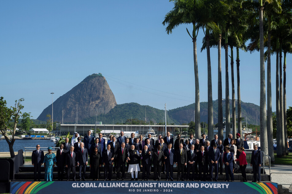 World leaders pose for a group photo during the G20 Summit in Rio de Janeiro, Brazil.