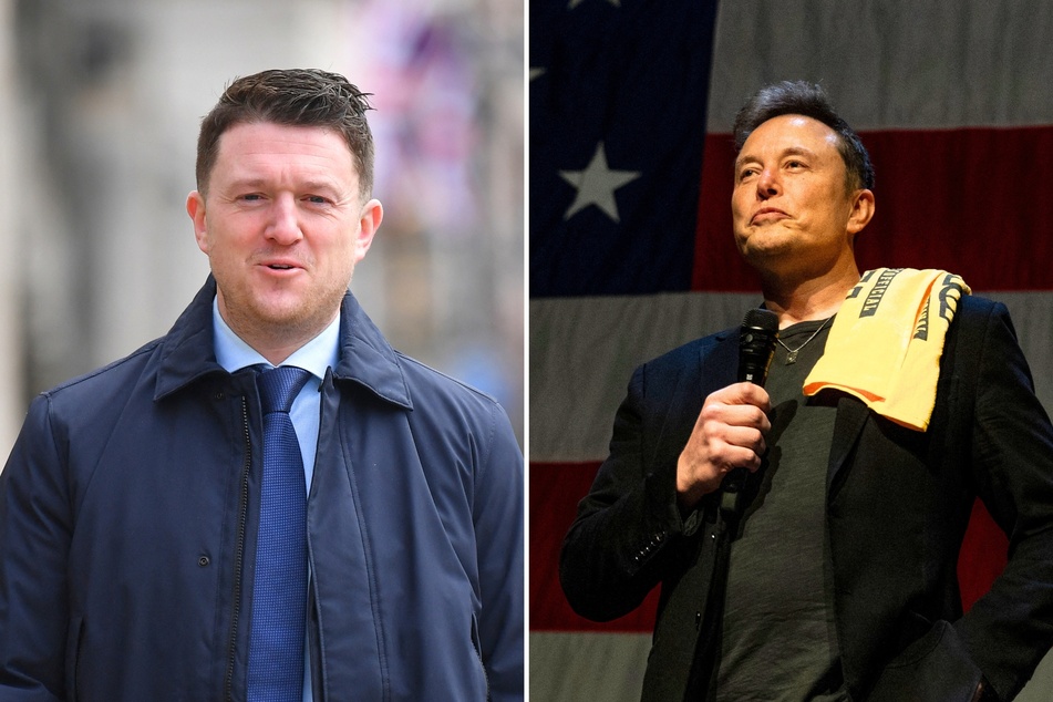 Elon Musk (r.) is facing heavy criticism after he demanded the release of far-right leader Tommy Robinson, who is serving 18-months in prison in the UK.