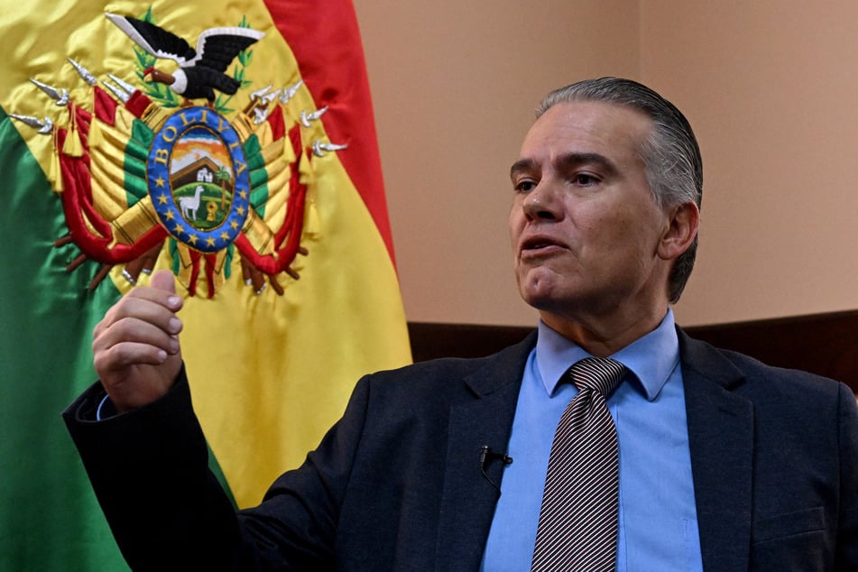 Bolivia's Vice Minister of Civil Defense and Anti-Drug Czar Ernesto Justiniano Urenda speaks during an interview in La Paz on November 21, 2025.