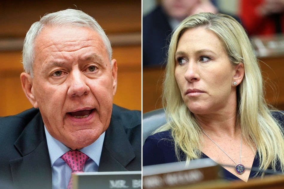 Representative Ken Buck (l) criticized fellow member of Congress Marjorie Taylor Greene for her efforts to impeach President Joe Biden.