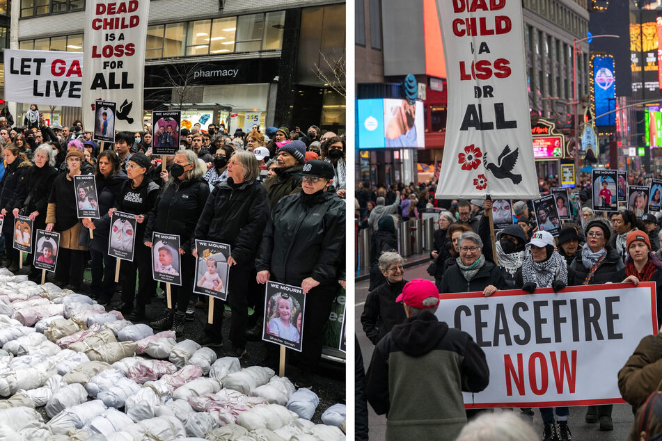 New York City sees protesters for Israel-Gaza ceasefire hold mock funeral
