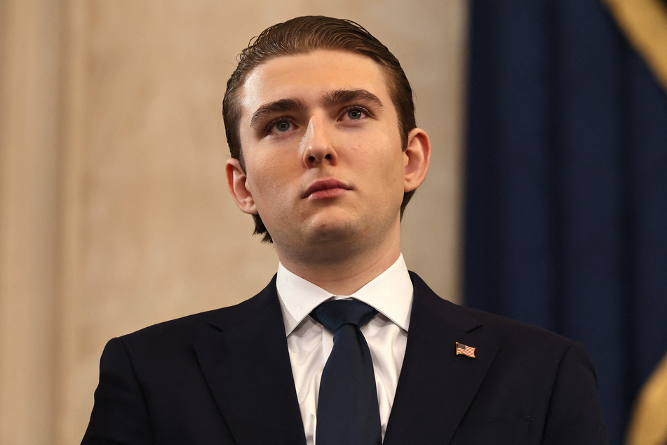 Barron Trump attends the presidential inauguration of his father, Donald Trump, in the Rotunda of the US Capitol on January 20, 2025.