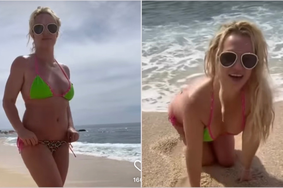 Britney Spears soaks up the sun in teeny-weeny neon and leopard bikini!