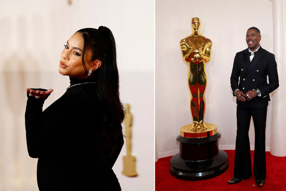 Vanessa Hudgens (l.) and Colman Domingo don stunning black outfits to the 96th Academy Awards in Los Angeles, California.