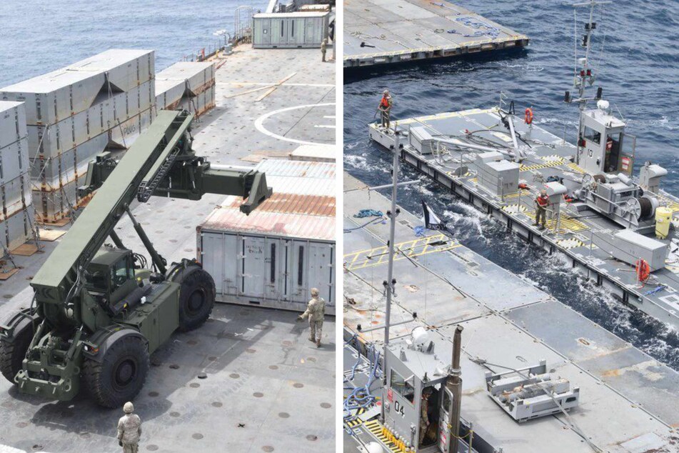 The US military has completed construction of its Gaza aid pier, but weather conditions mean it is currently unsafe to move the two-part facility into place, the Pentagon said on Tuesday.