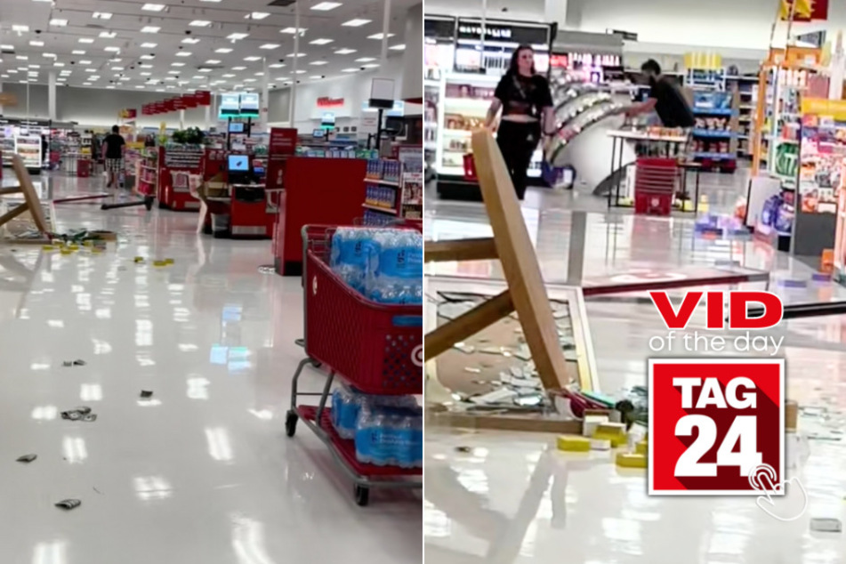 Viral Video of the Day for August 22, 2024: Random man knocks things down in Target: "Mad at somebody!"