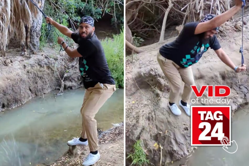 Viral Video of the Day for June 26, 2026: Man tries to cross "crikey-infested" waters – and instantly regrets it!