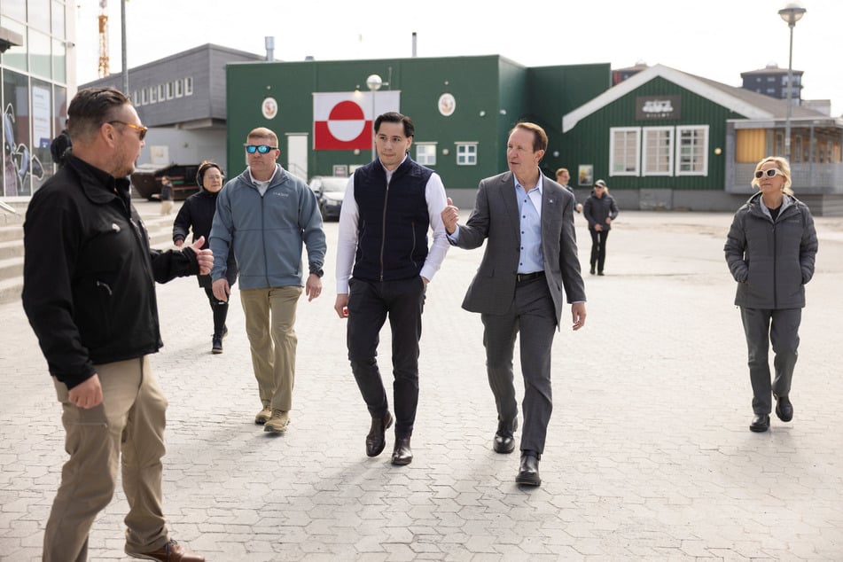 US special envoy to Greenland Jeff Landry walks during a visit in Nuuk on May 20, 2026.