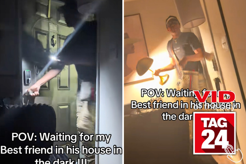 This guy scared the living daylights out of his best friend – and it instantly turned into chaos.