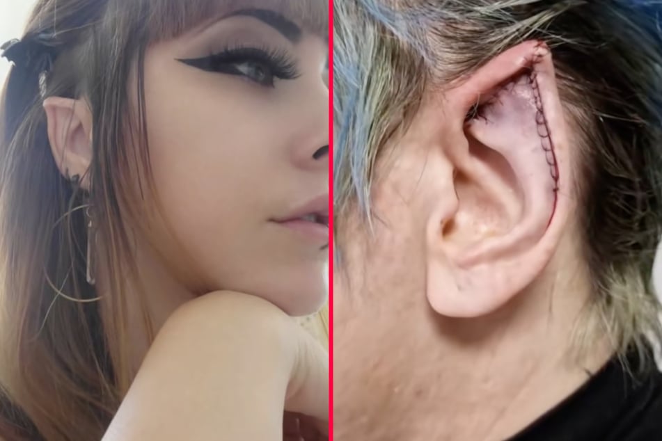 Body mod addict with snake tongue slices ears to transform clients into elves