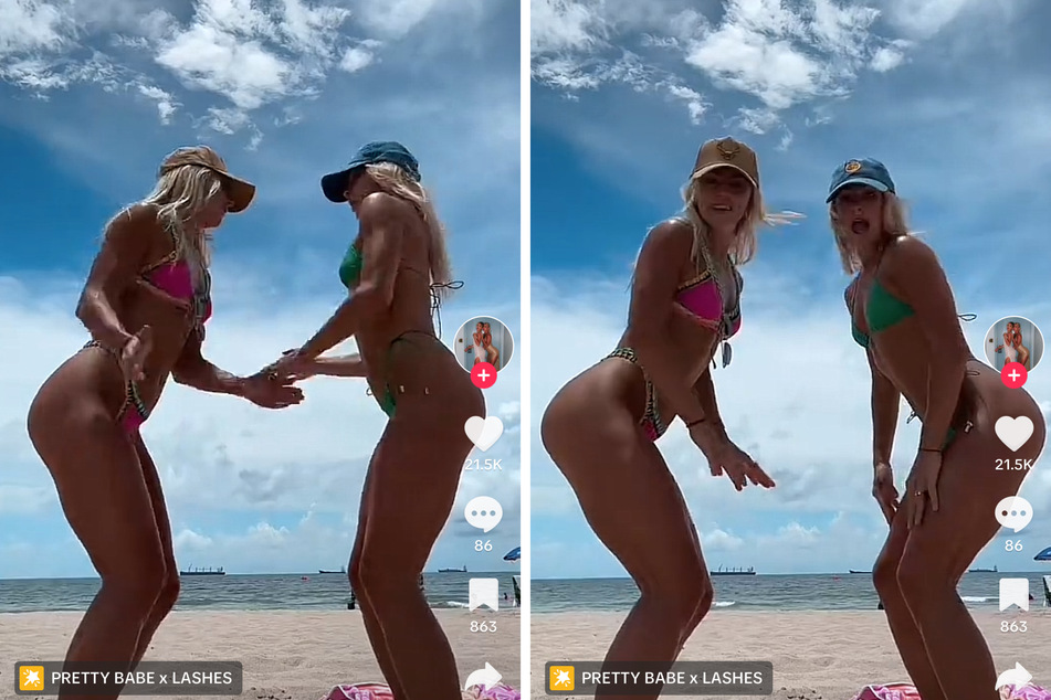 Cavinder twins show off their competitive nature in beachside battle