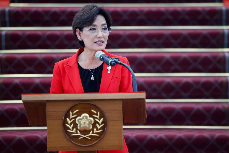 US Representative Young Kim delivers remarks after a meeting with Taiwan President Lai Ching-te at the Presidential Office in Taipei on July 31, 2026.