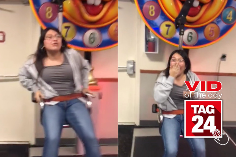 Viral Video of the Day for January 16, 2024: Girl on tiny ferris wheel giggles before it breaks!