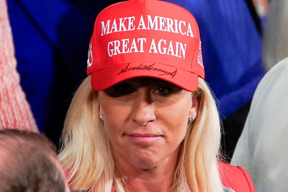 Georgia Representative Marjorie Taylor Greene (pictured) attending President Joe Biden's State of the Union address in Washington DC on Mar 7, 2024.