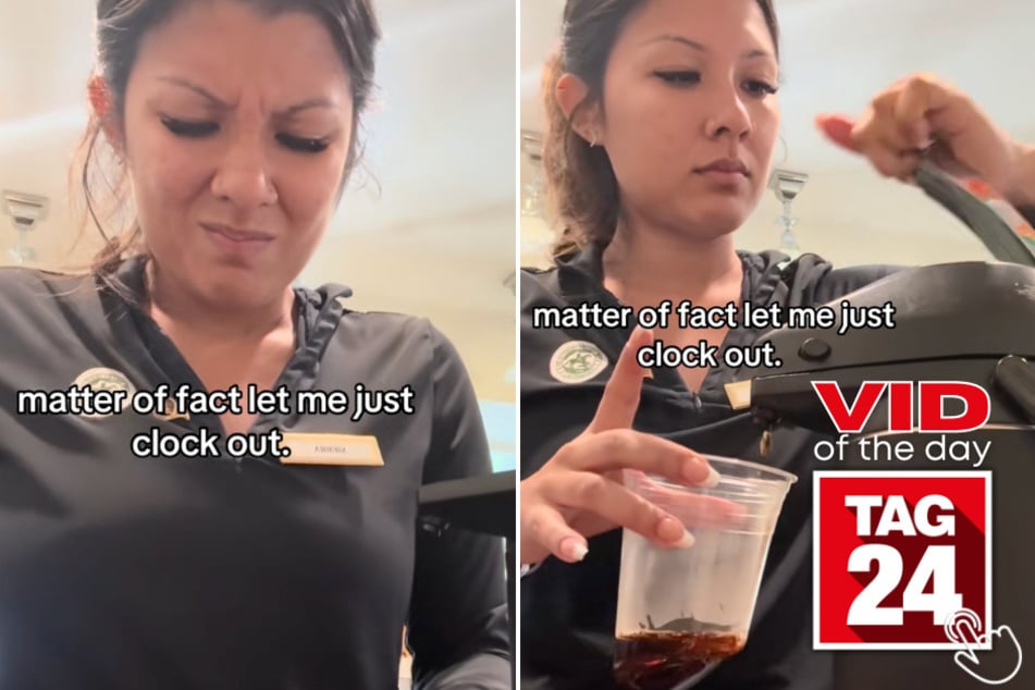 This woman's cup melted from the heat of the hot coffee without her even noticing!