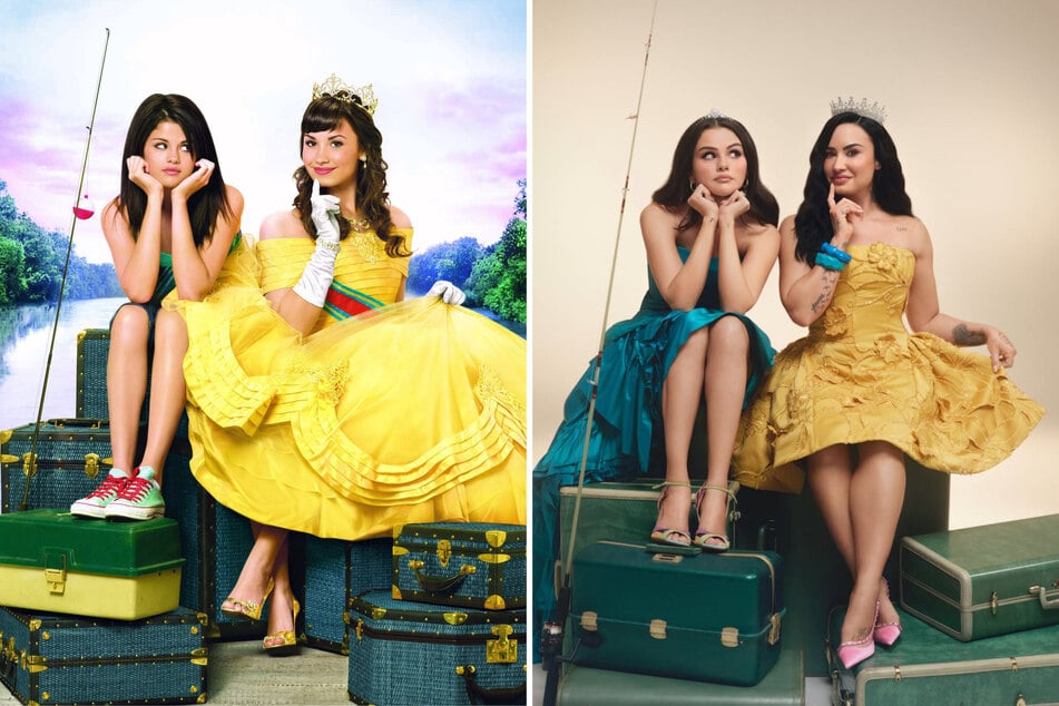 Selena Gomez and Demi Lovato (r.) paid tribute to their Disney film, Princess Protection Program, for the latest Rare Beauty launch.