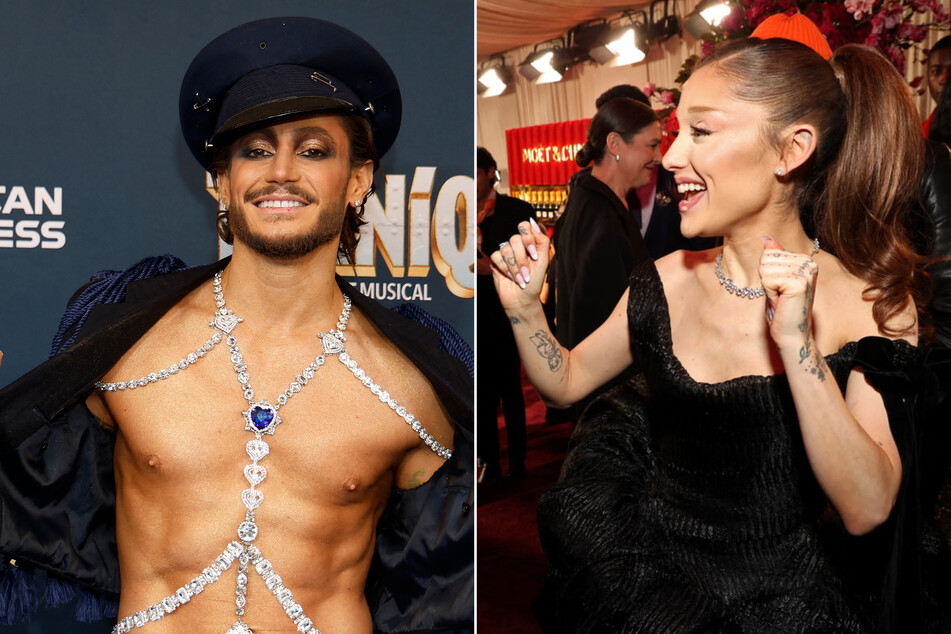Ariana Grande gushed over her brother Frankie's (l.) turn in Titanque on Broadway after attending the show over the weekend.