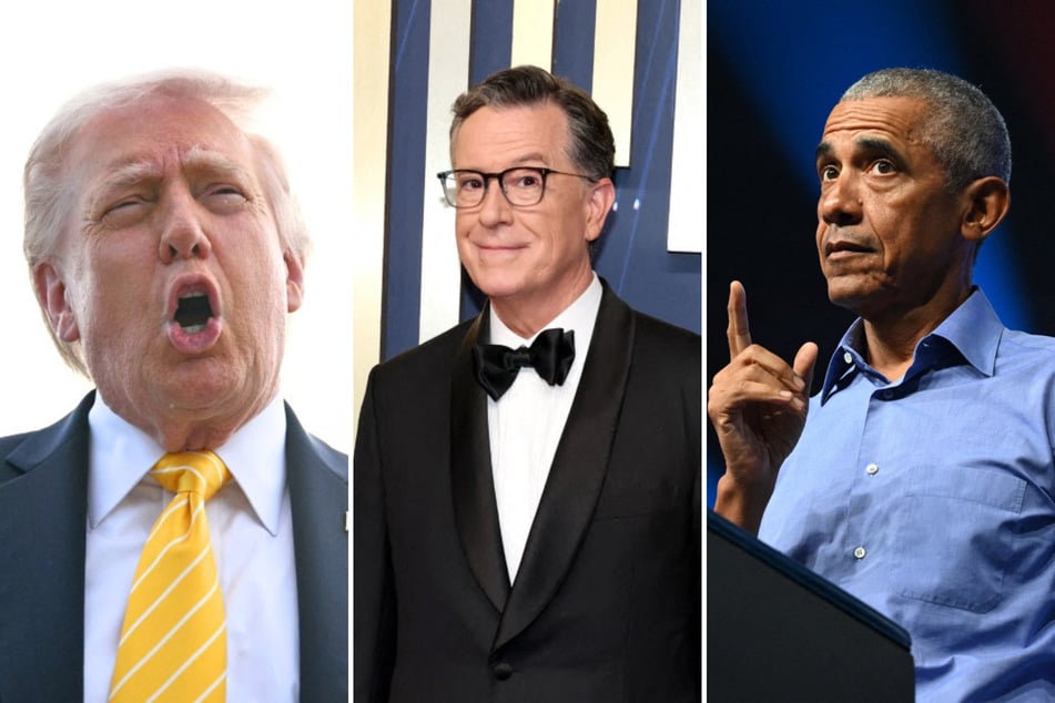 In a recent interview, Barack Obama (r.) mocked President Donald Trump (l.) by suggesting comedian Stephen Colbert could make a better leader.