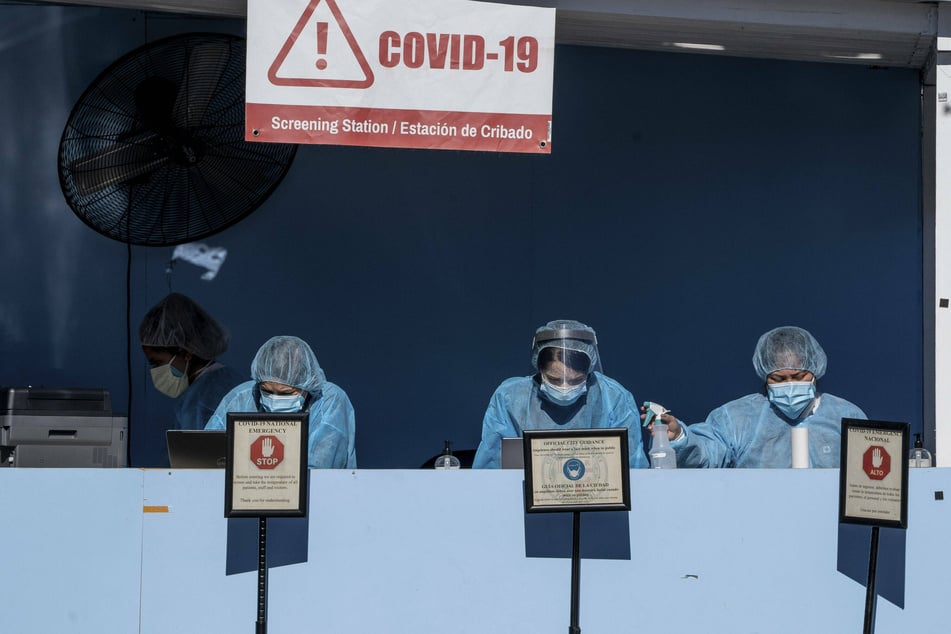 Covid-19 tests are administered at the Florence Medical Clinic in Los Angeles, California.