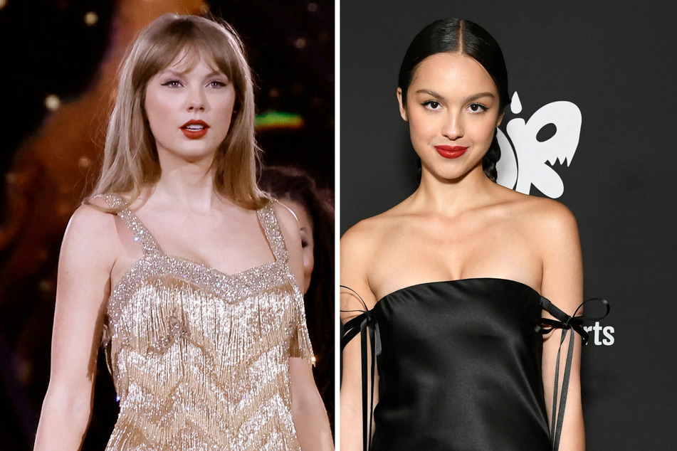 Olivia Rodrigo (r) retroactively gave Taylor Swift songwriting credit on deja vu after naming Swift's Cruel Summer as an inspiration.