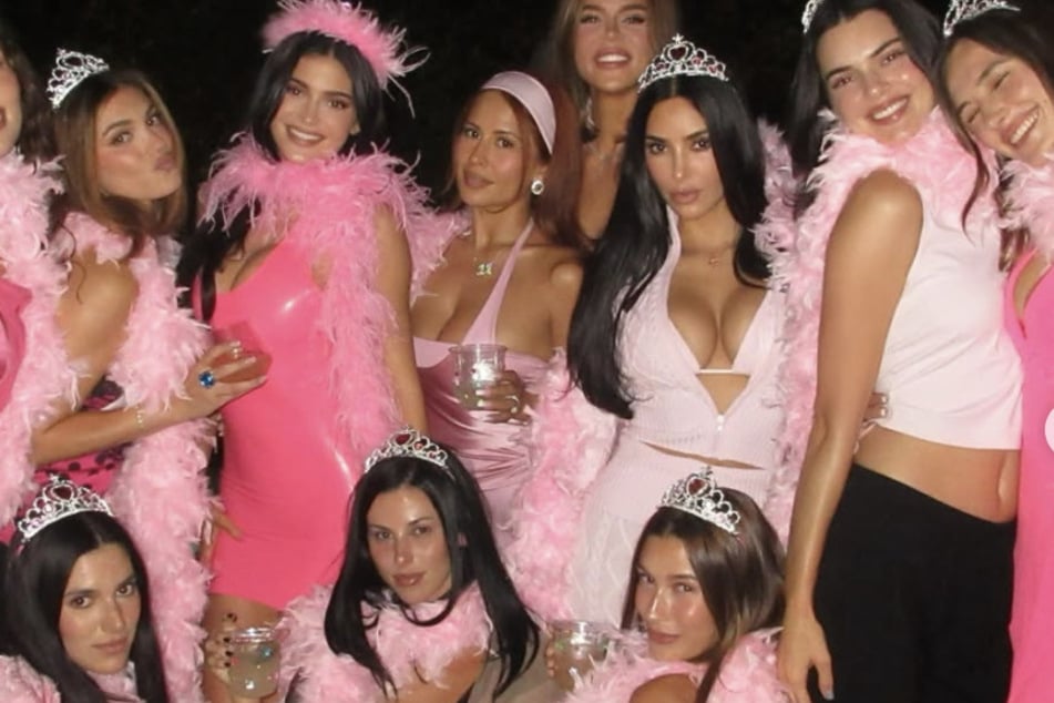 Kylie Jenner (second from top l) threw a star-studded Princess Kitty-themed bash in honor of her 29th birthday.