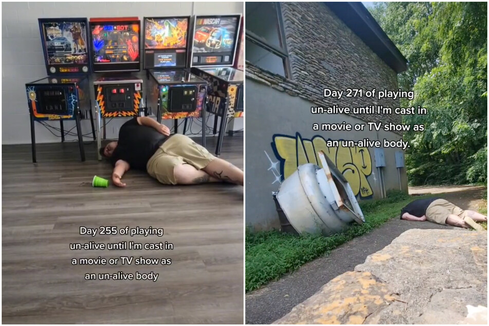 Nalley has over 350 clips of him playing dead on TikTok in various positions and locations.