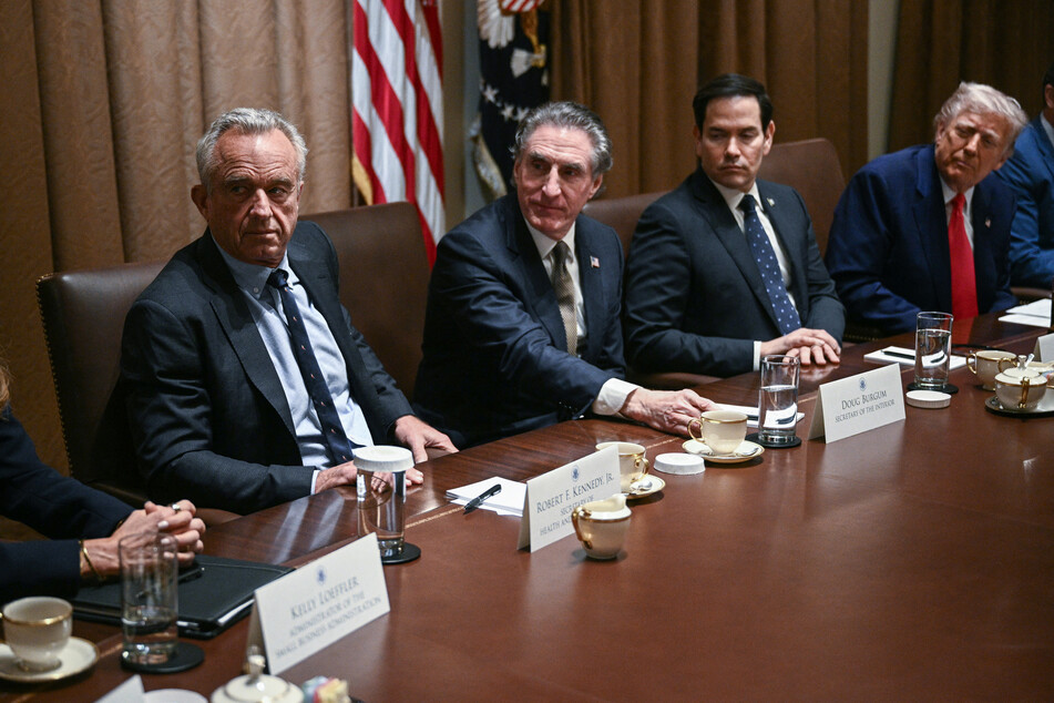 (L-R) Secretary of Health and Human Services Robert F. Kennedy Jr., Secretary of the Interior Doug Burgum, Secretary of State Marco Rubio, and US President Donald Trump attend a cabinet meeting in the Cabinet Room of the White House on Thursday, in Washington, DC.