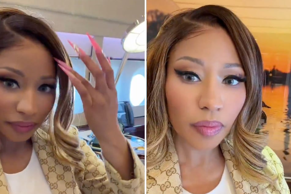 Nicki Minaj is seen aboard Air Force One while en route to join President Donald Trump at a rally in Michigan. Minaj chatted it up with White House communications director Steven Cheung, who said she could be the new press secretary.