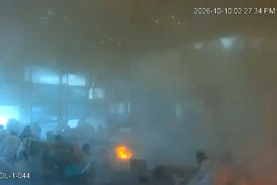 This CCTV footage screenshot shows the moment King Khalid International Airport in Riyadh was hit by a Houthi strike on October 10, 2026. A Houthi official on Monday threatened the US should it get involved in the war in Yemen, which President Donald Trump has said the US is considering.