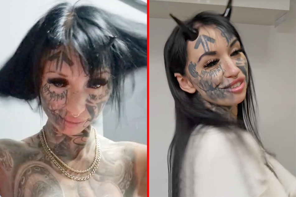 Body mod fanatic covers entire body in radical tattoos and implants devil horns in her skull