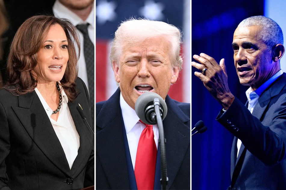 On Thursday, Barack Obama (r.) and Kamala Harris (l.) criticized President Donald Trump's second term during two separate speaking engagements.