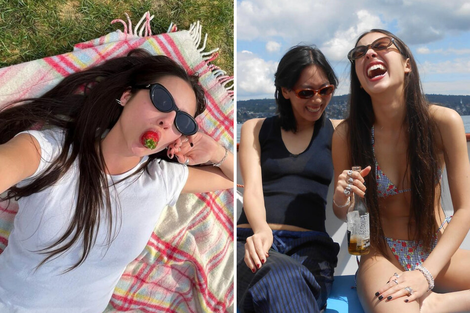 Olivia Rodrigo shared snaps with Madison Hu (c.) and more pals as she documented her recent adventures through Europe.