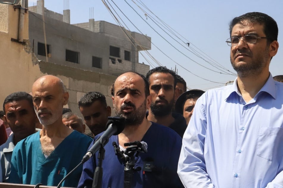 Al-Shifa former hospital director Mohammed Abu Salmiya, who was detained and allegedly tortured by Israeli forces since November, gives a statement after his release.
