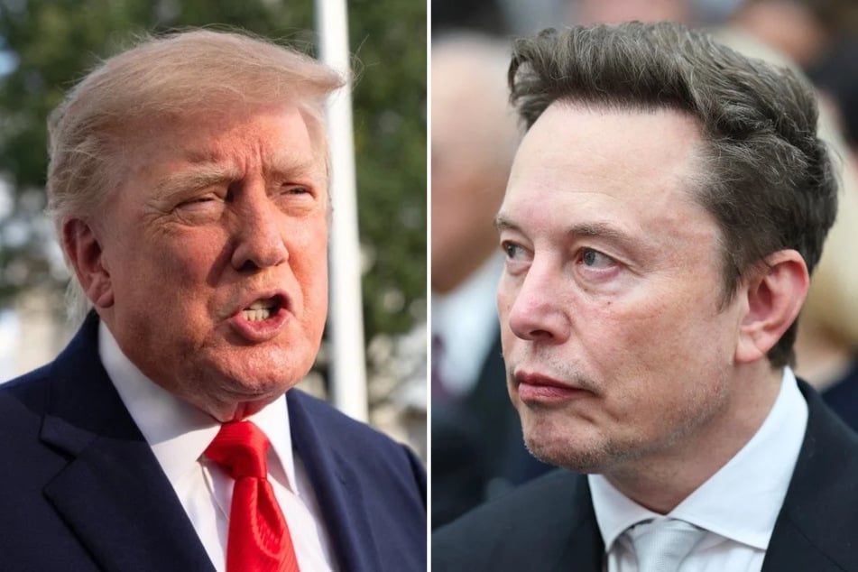 In a recent social media post, Elon Musk (r.) blamed Donald Trump's administration after a vital SpaceX service went down, causing chaos for soldiers in Ukraine.