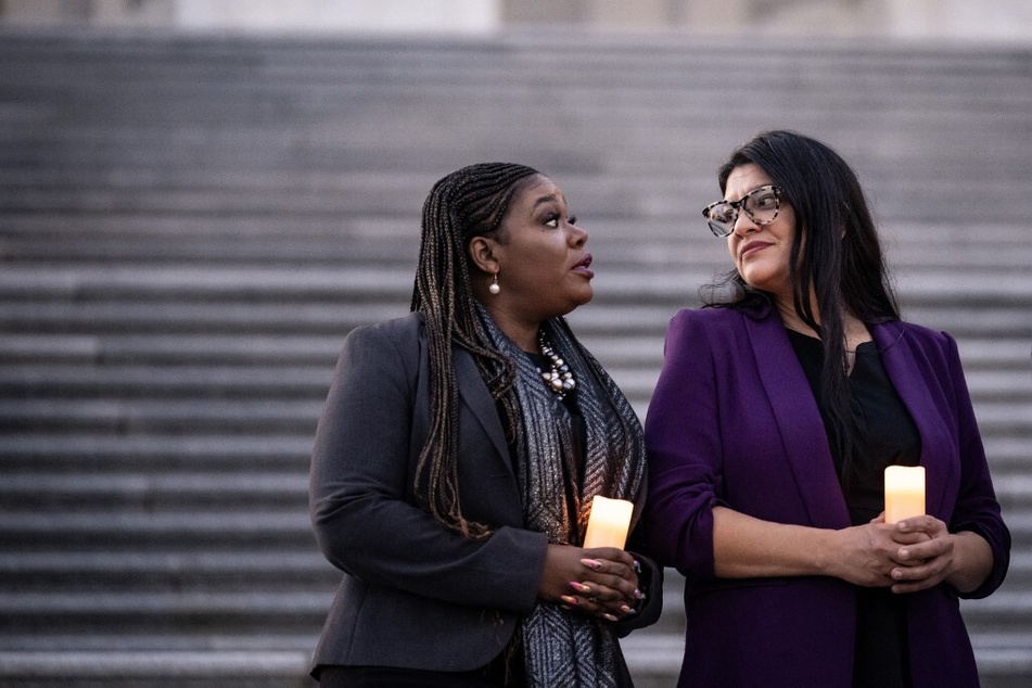 Rashida Tlaib and Cori Bush demand justice for killed Gaza journalists in DC vigil