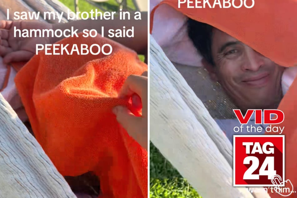 This woman went in for a surprise "peekaboo" – only to realize the guy in the hammock wasn't her brother at all!