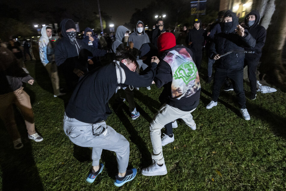 Pro-Israel groups attack Gaza solidarity encampment on UCLA campus